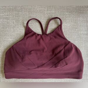 Lululemon Women Flow Y Wrap High Front Yoga Bra size 10 maroon